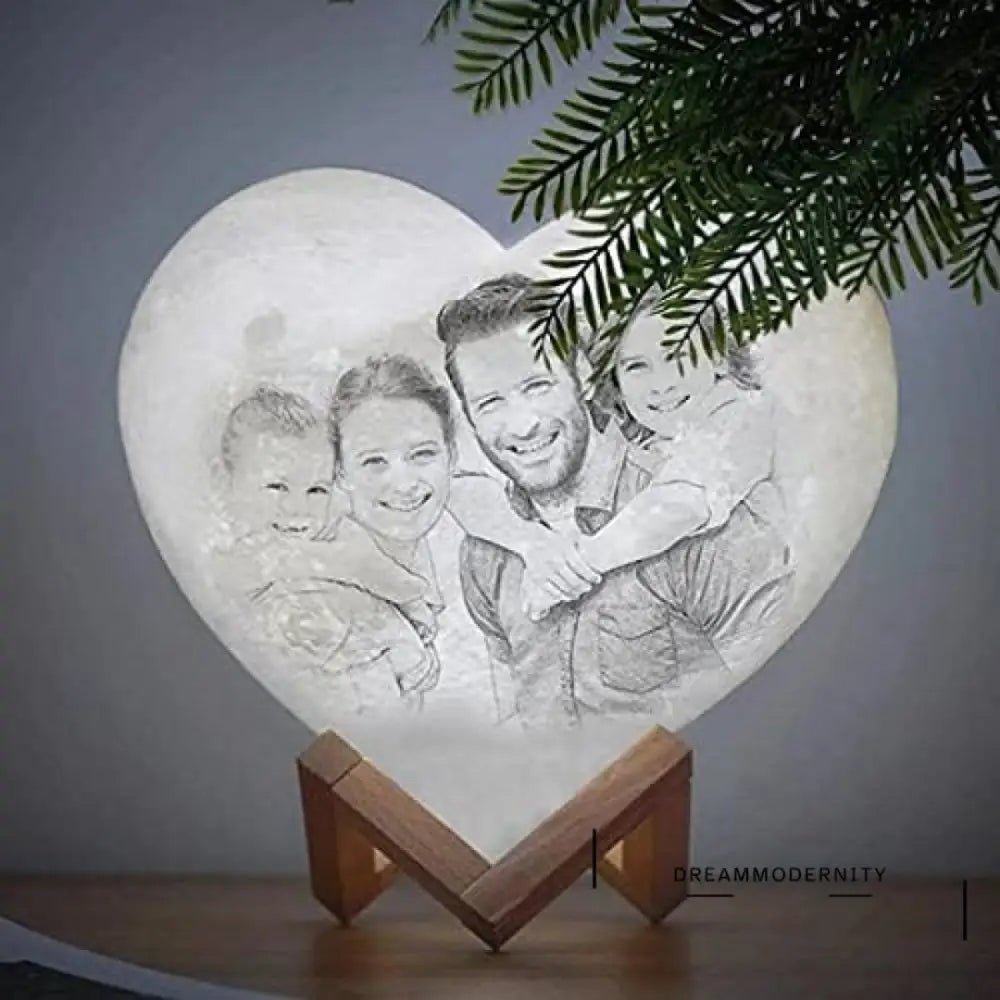 Black Friday Actie: Hartvormige 3D Geprinte Maanlamp Met Foto En Tekst - Gepersonaliseerd Cadeau